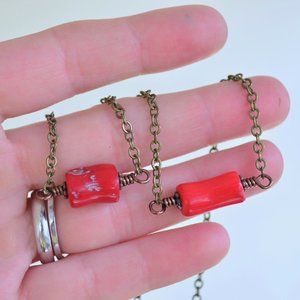Coral gemstone necklace handmaded